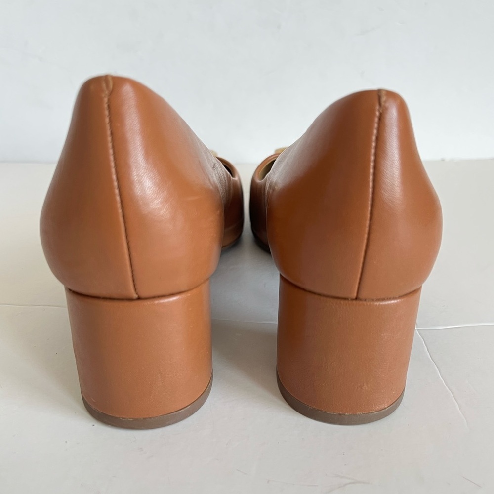 Tory Burch Tan Leather Block Heel Pumps Size 7.5 - Picture 4 of 11